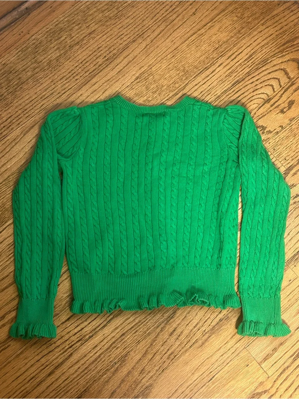 RALPH LAUREN Green Cable Knit Pony Button Up Cardigan Size 6